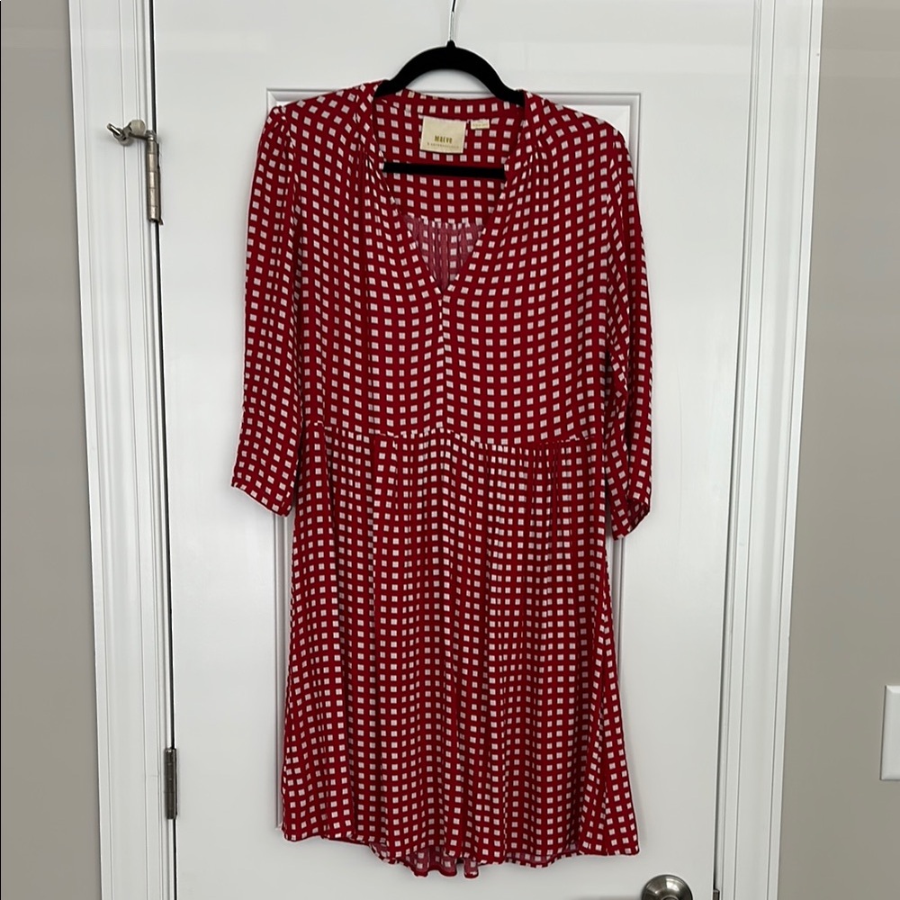 Maeve Red and White Long Sleeve Sundress S